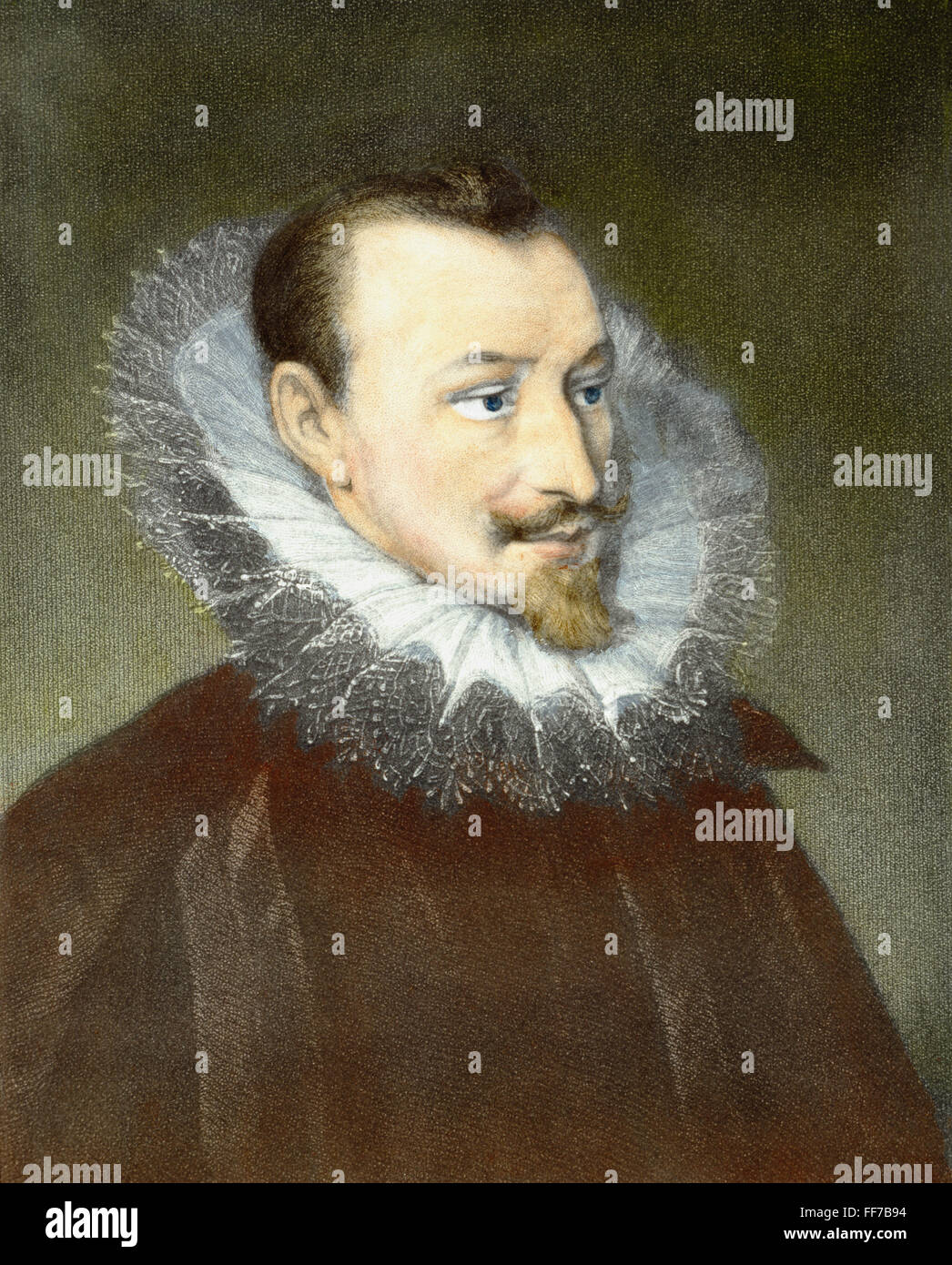 EDMUND SPENSER (1552-1599). /nEnglish poet. Color stipple engraving. Stock Photo
