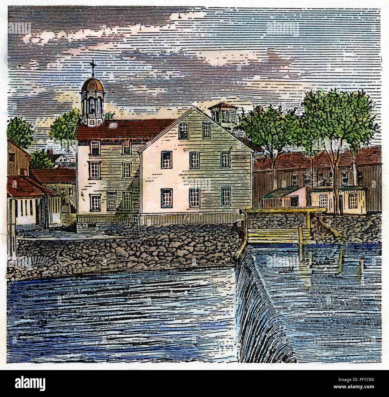 TEXTILE MILL, 1793. /nSamuel Slater's textile mill built at Pawtucket ...