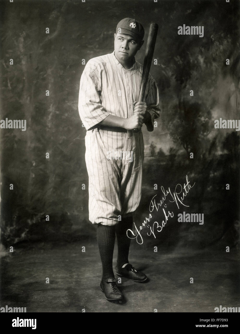 GEORGE H. RUTH (1895-1948). /nBabe Ruth in a publicity photograph, 1920. Stock Photo