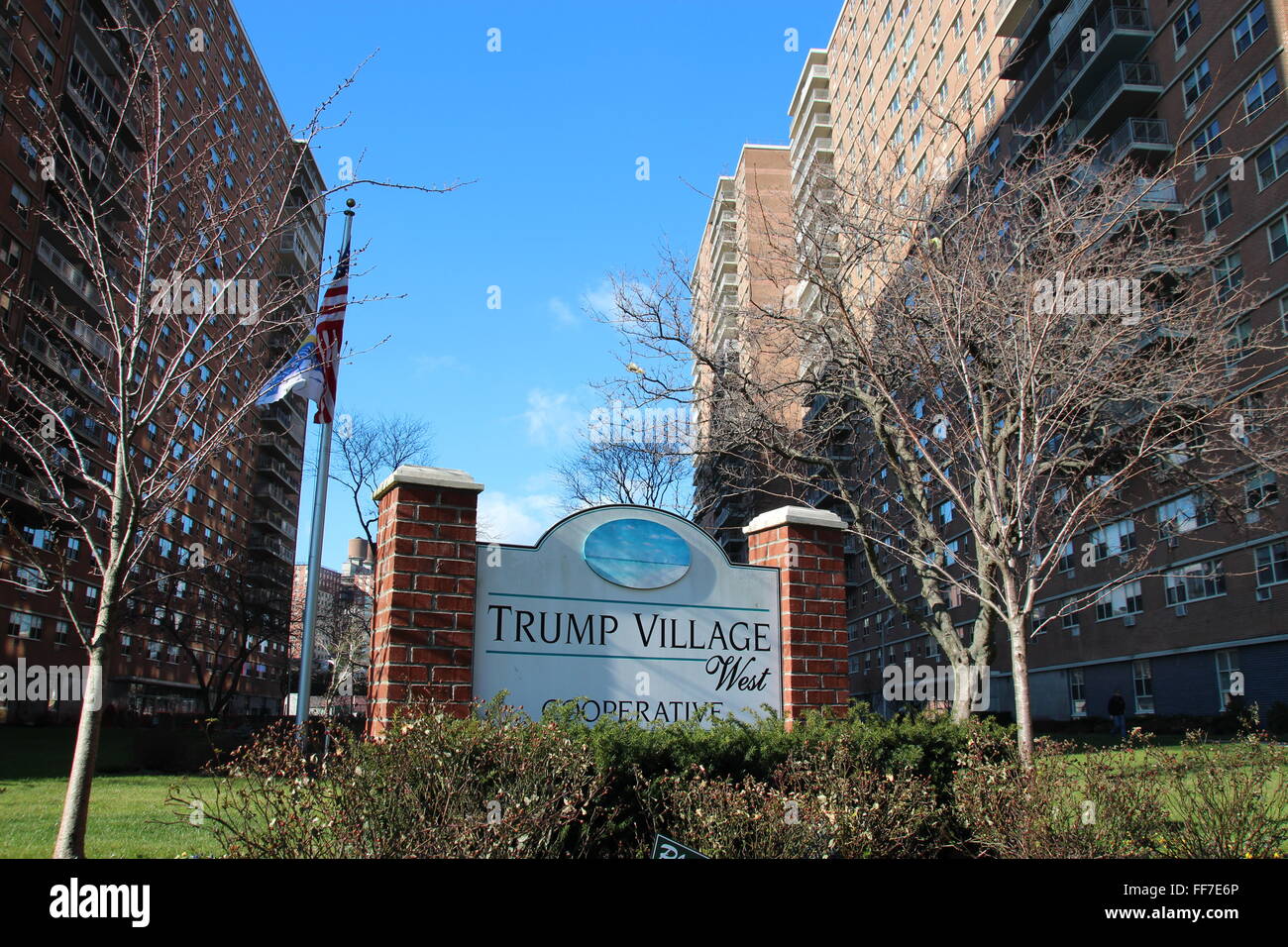A view of the 'Trump Village' in the Brooklyn borough of New York, USA, 16 January 2016. The residential complex was originally built by real estate investor Fred Trump, father of republican presidential candidate Donald Trump. Photo: Christina Horsten/dpa Stock Photo