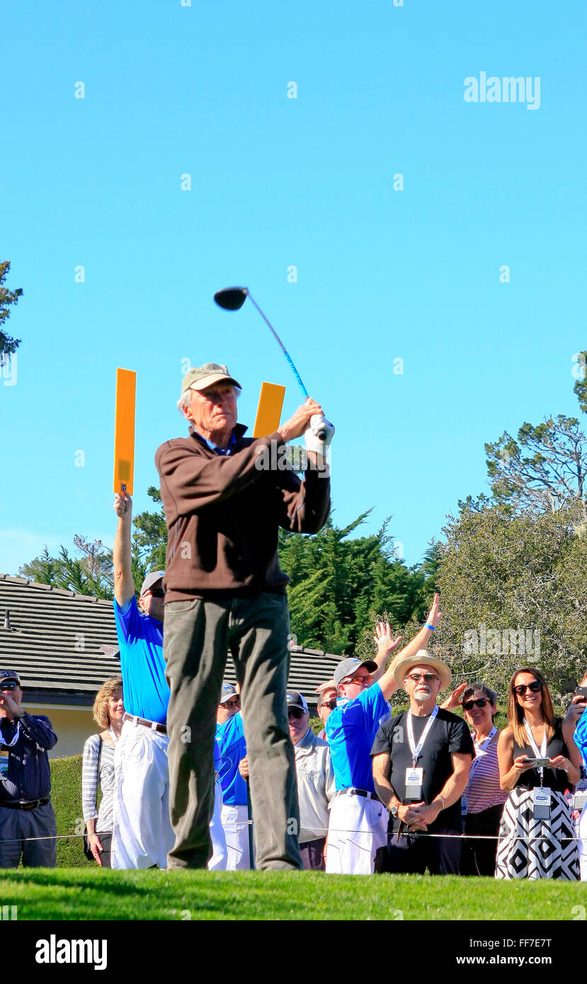 Clint Eastwood plays golf during the Celebrity Challenge at The AT&T