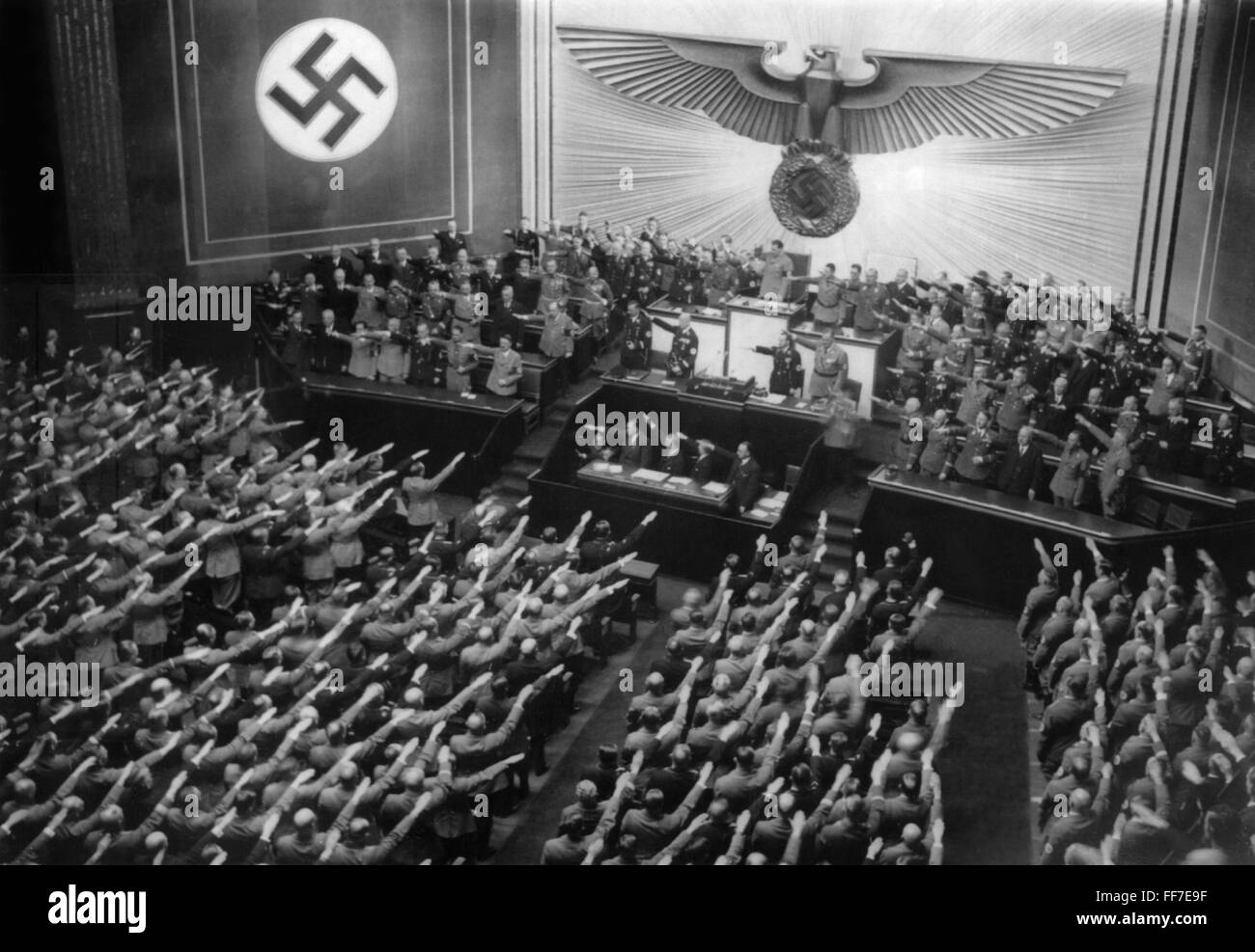 Nazism / National Socialism, politics, government, session of the Reichstag on the occasion of Hitler's statement on the 5th anniversary of the Nazi Party's seizure of power, Kroll Opera House, Berlin, 20.2.1938, Additional-Rights-Clearences-Not Available Stock Photo