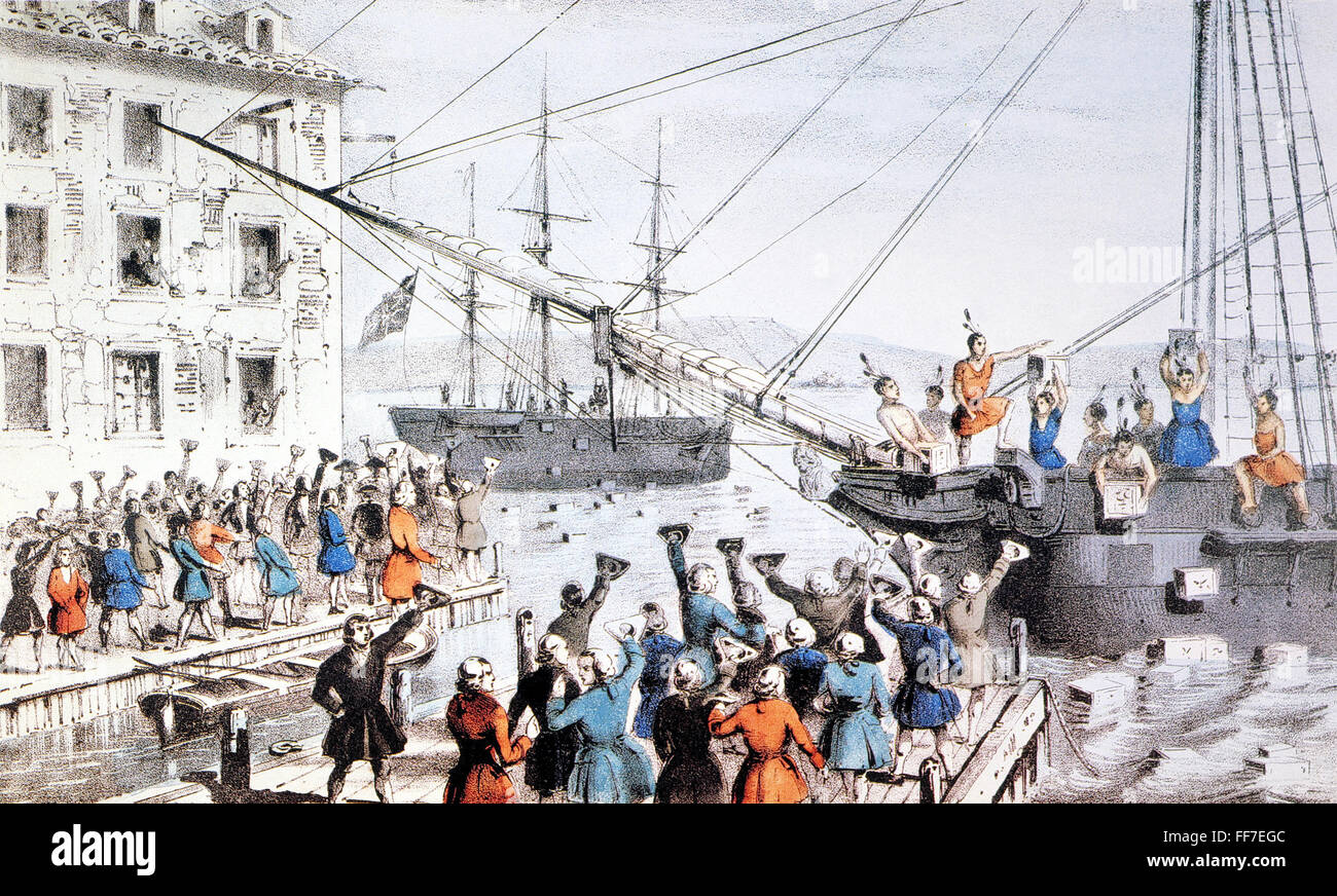 nBoston Tea Party, December 16, 1773. Lithograph, 1846, by Nathaniel Currier.