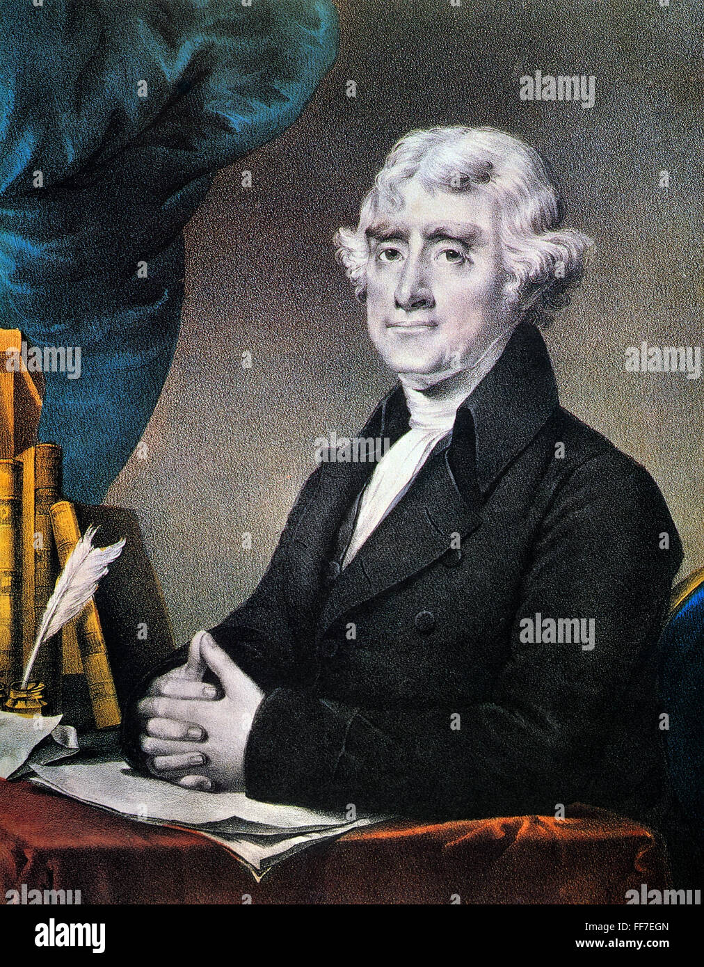 THOMAS JEFFERSON (1743-1826). /nLithograph by Nathaniel Currier. Stock Photo