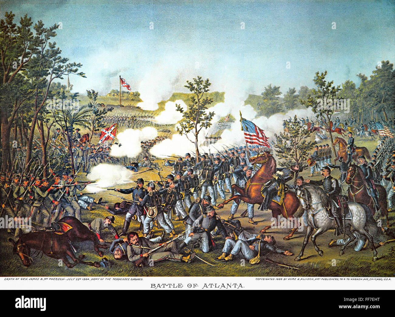 BATTLE OF ATLANTA, 1864. /nDeath Of Union General James B. McPherson At ...