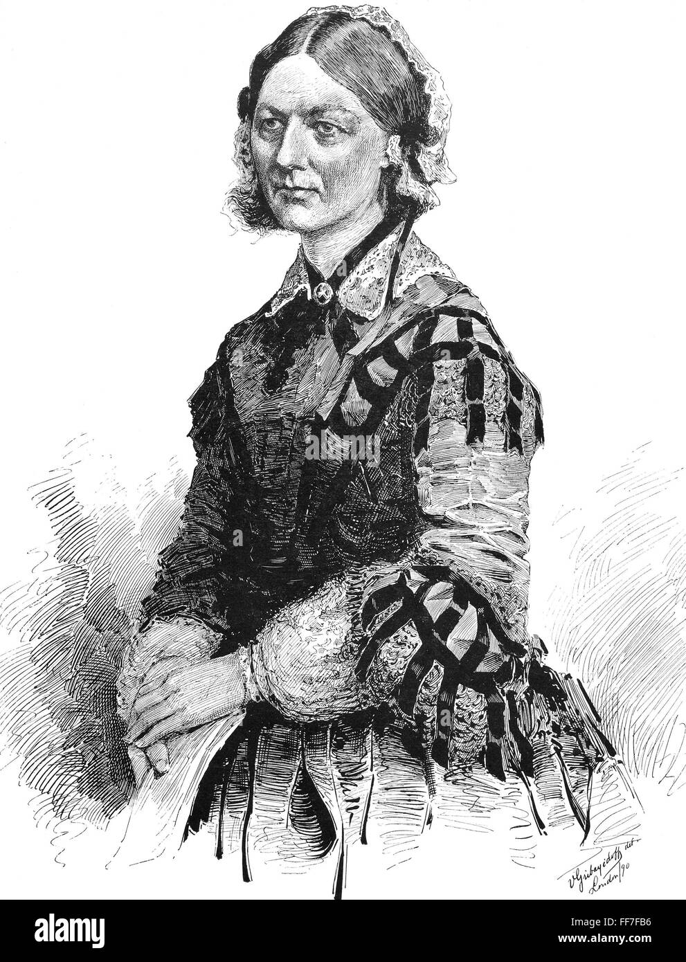 Drawing of Young Nurse Florence Nightingale, Founder of Modern Nursing,  Reading' Photographic Print | Art.com