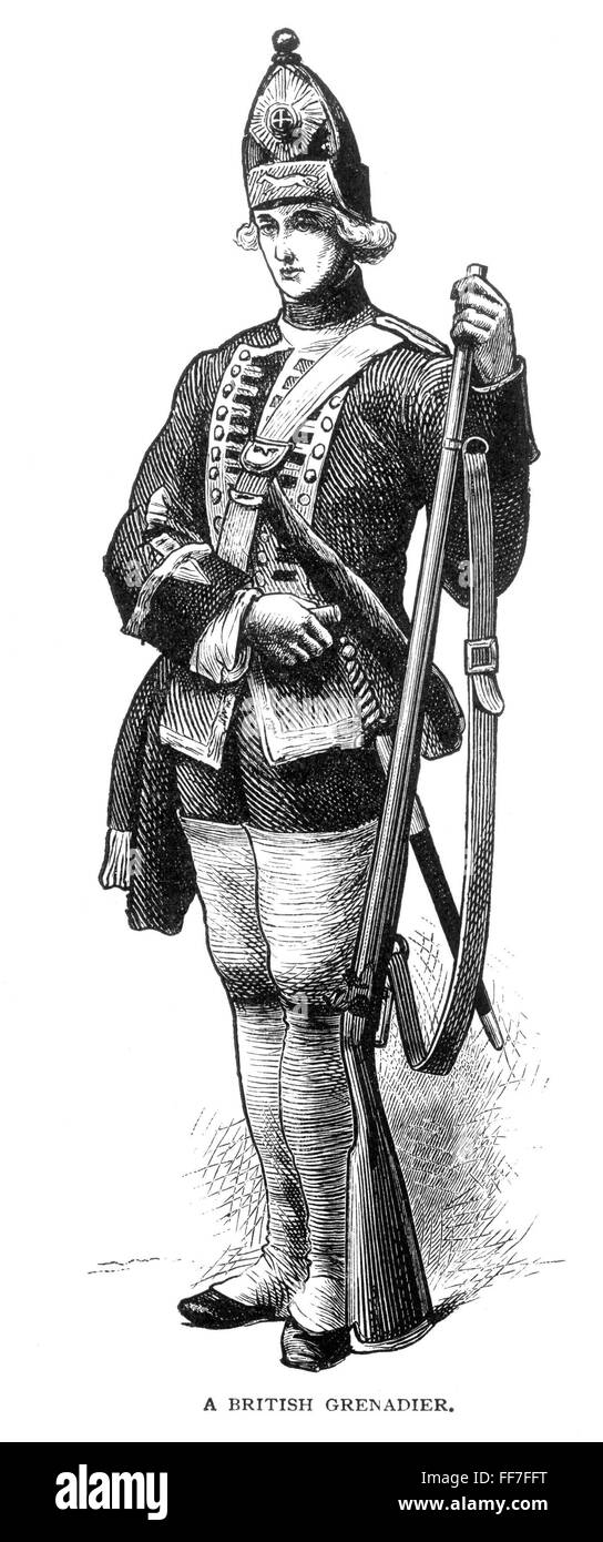 BRITISH GRENADIER. /nA British grenadier from the time of the American