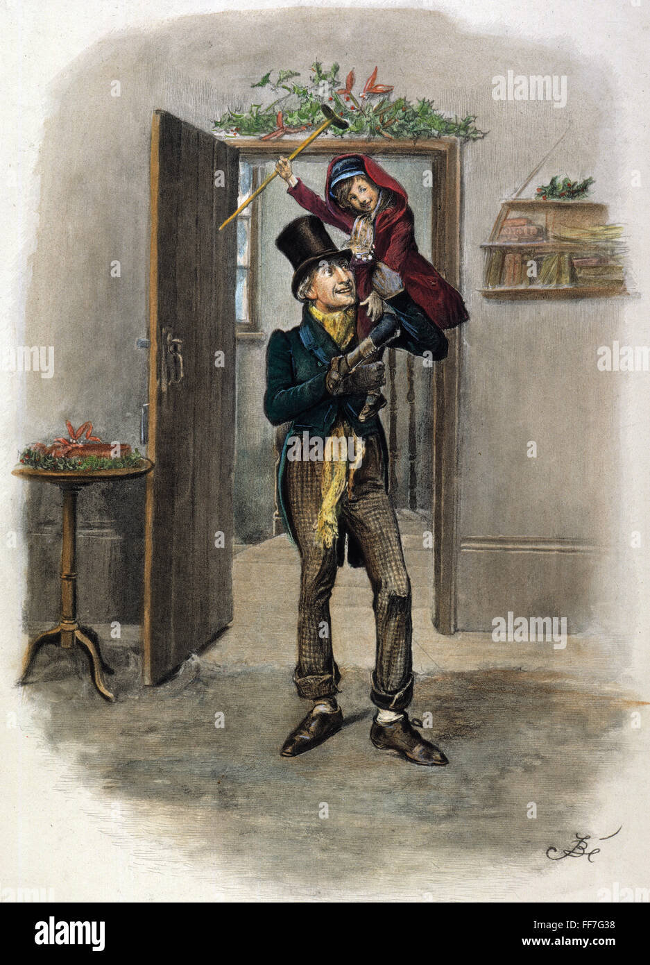 DICKENS: A CHRISTMAS CAROL. /nBob Cratchit and Tiny Tim. A 19th century illustration for Charles Dickens' 'A Christmas Carol.' Stock Photo