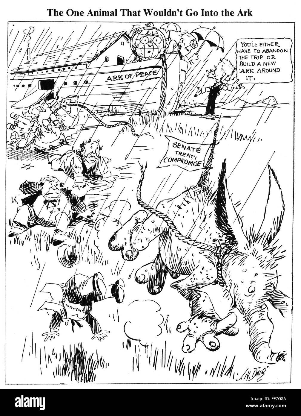LEAGUE OF NATIONS CARTOON. /nA 1920 cartoon by J.N. ('Ding') Darling on