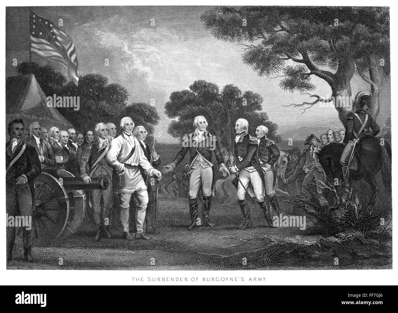SURRENDER OF BURGOYNE AT SARATOGA GENERAL GATES SWORD AMERICAN CONTINENTAL ARMY