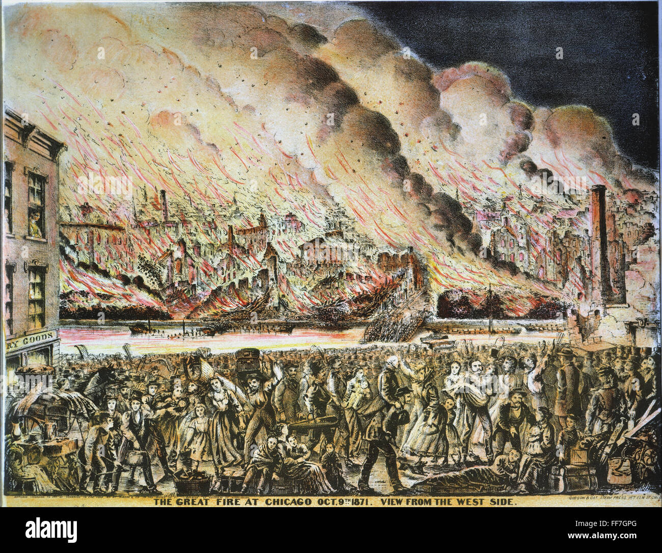 CHICAGO: FIRE, 1871. /nThe Great Fire in Chicago, 8-10 October 1871. Contemporary lithograph. Stock Photo