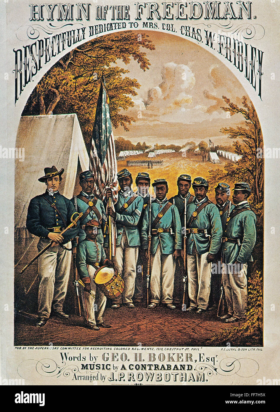 HYMN OF THE FREEDMAN. /nAmerican lithograph song sheet cover published during the Civil War. Stock Photo