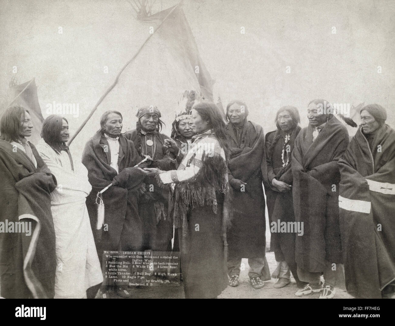 SIOUX CHIEFS, 1891. /nGroup portrait of Lakota Sioux chiefs standing in