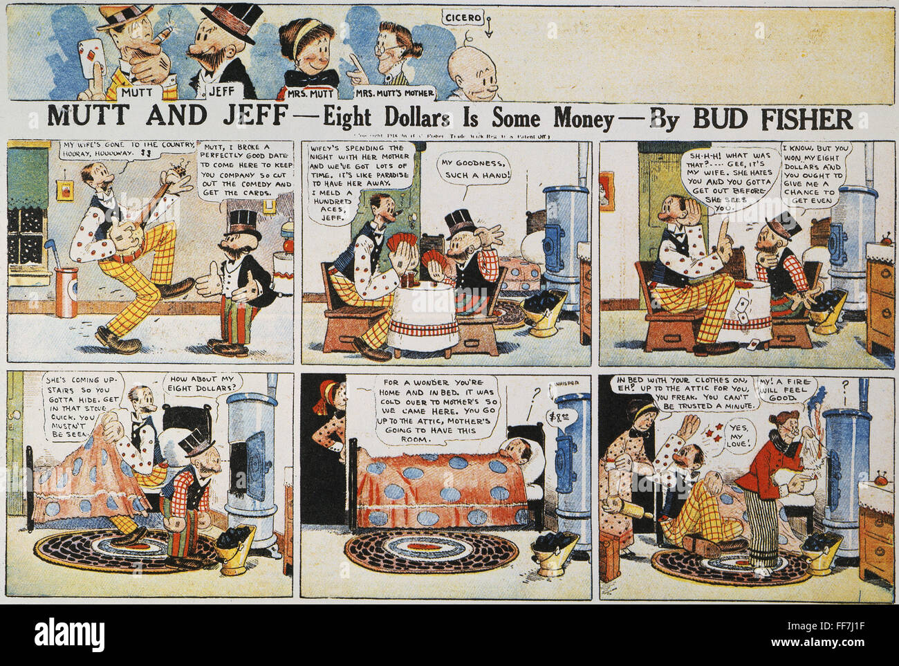 COMIC: MUTT & JEFF, 1918. /nPanels from a 'Mutt & Jeff' comic strip by H.C. 'Bud' Fisher, 1918. Stock Photo