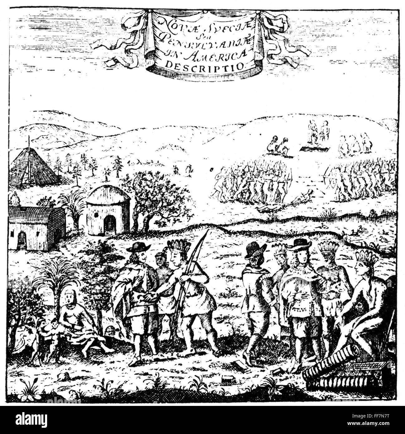 SWEDISH COLONISTS & NATIVE AMERICANS. /nSwedish colonists trading with