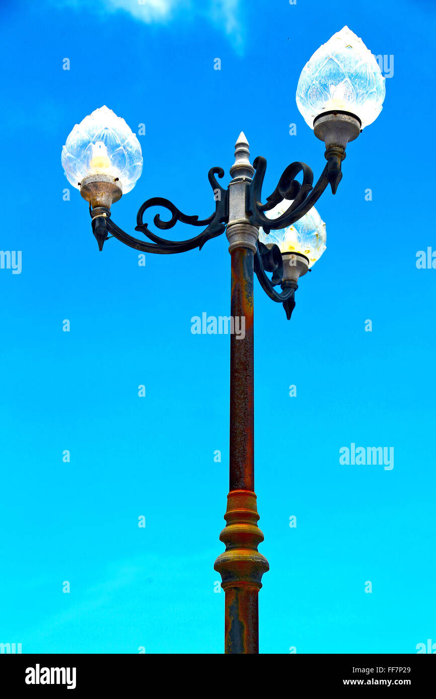 bangkok thailand street lamp in the sky palaces temple abstract sunny ...