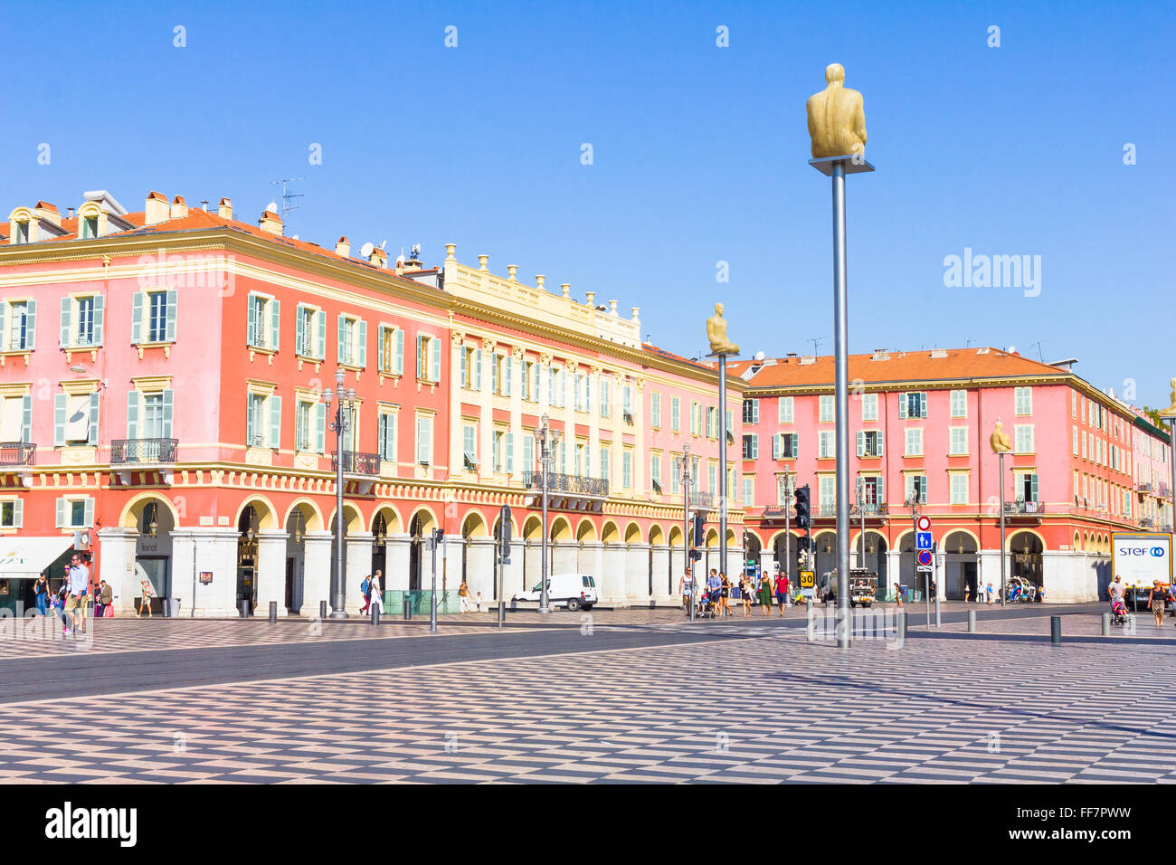 Tourists walking in the Place Massena in Nice, France Stock Photo