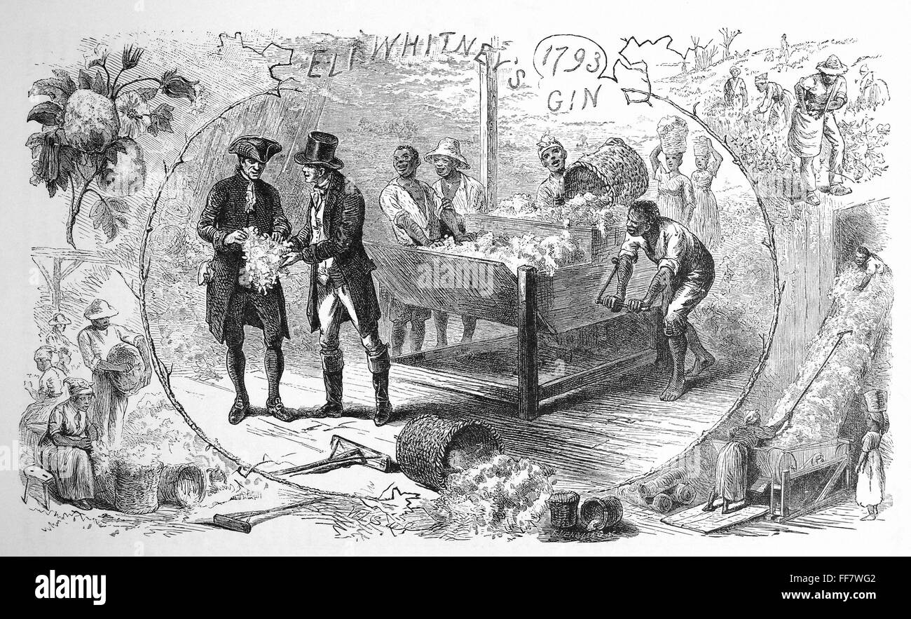 COTTON GIN, 1793. /nEli Whitney's first cotton gin, 1793. Wood