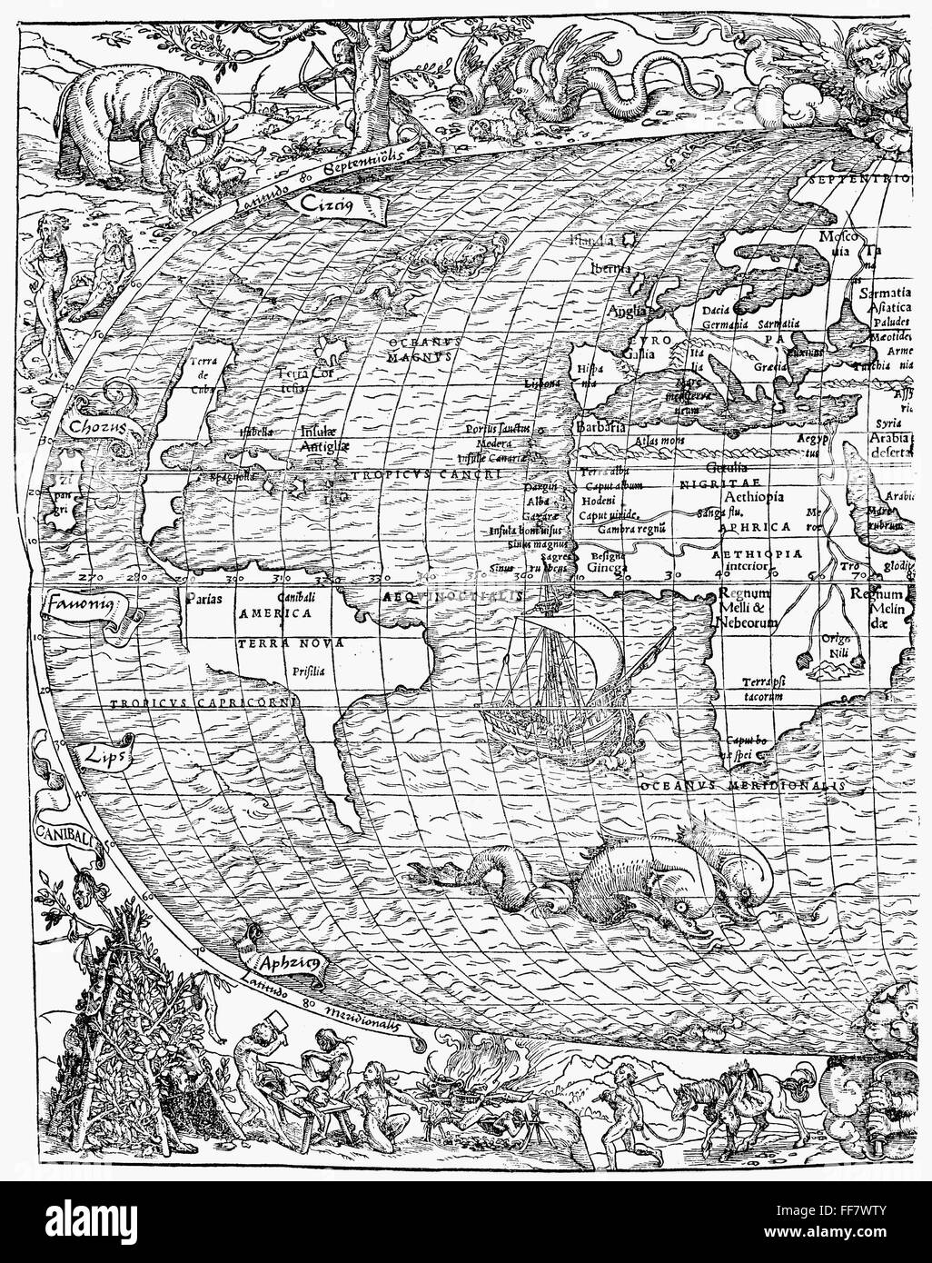 WORLD MAP: GRYNAEUS. /nDetail from the Grynaeus world map, attributed ...