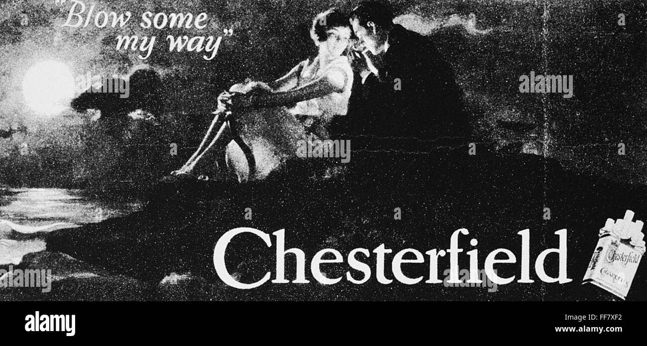 CHESTERFIELD CIGARETTES AD. /nAmerican advertisement from the 1920s. Stock Photo