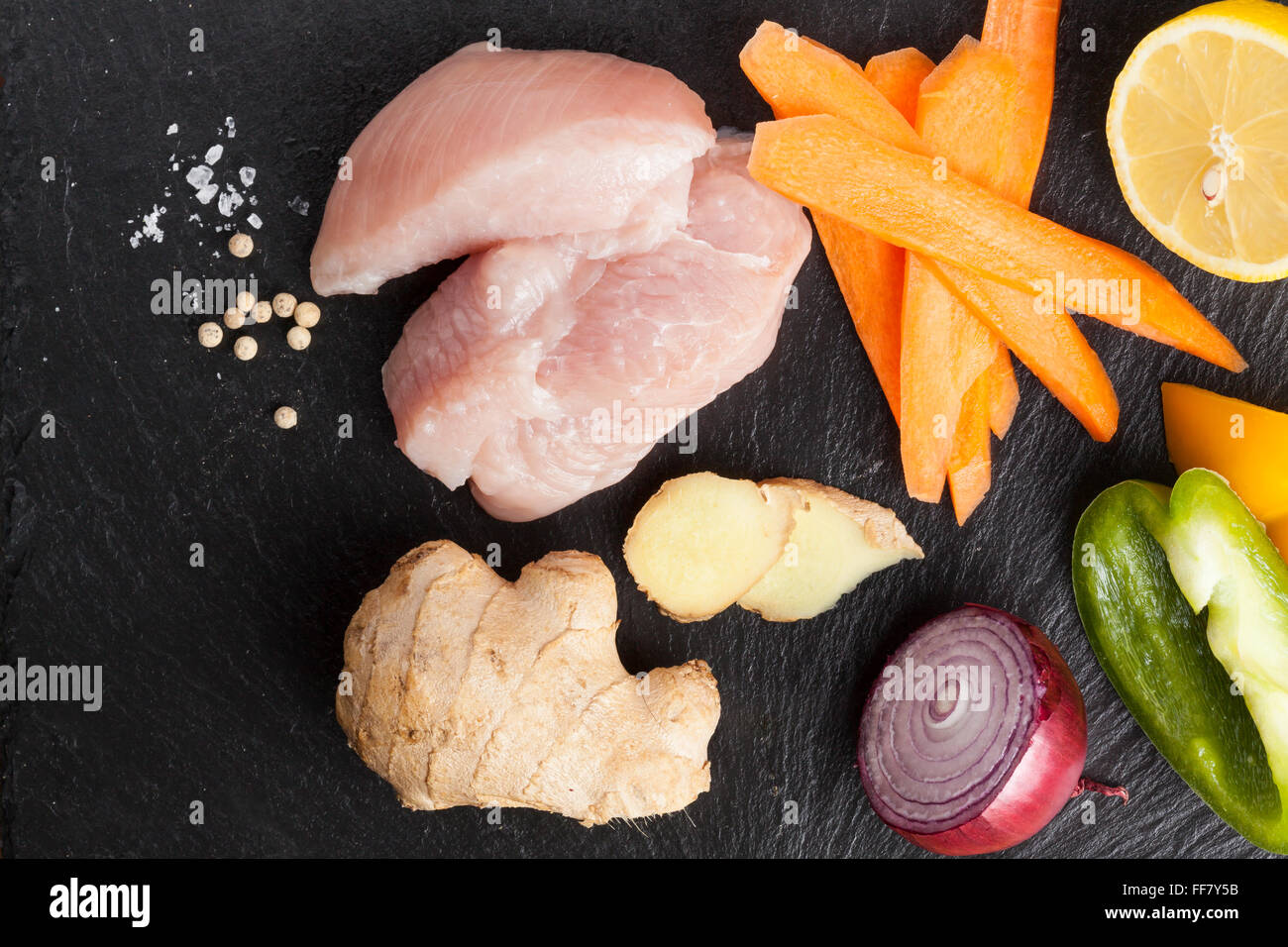 ingredients for asian chicken dish Stock Photo Alamy