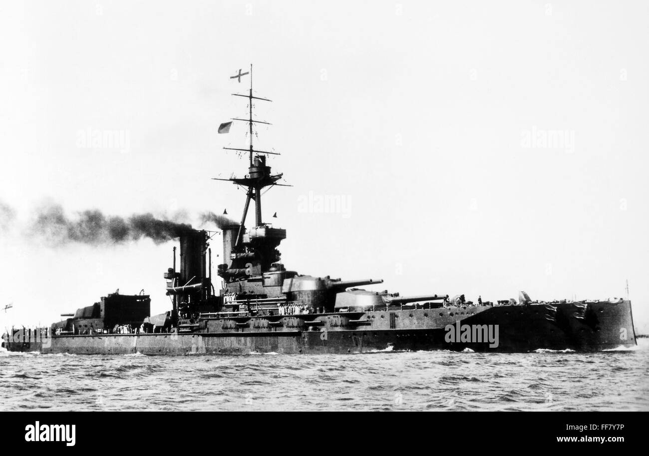 SHIPS HMS 'IRON DUKE.' /nHMS Iron Duke, launched in 1912 and scrapped in 1946, the super