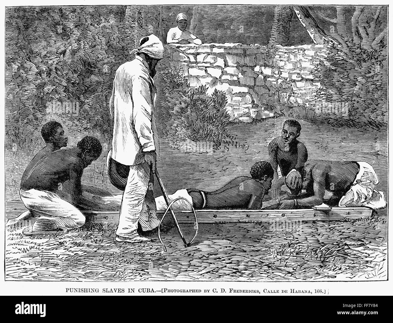 SLAVERY WEST INDIES. /n'Punishing Slaves in Cuba.' Line engraving from
