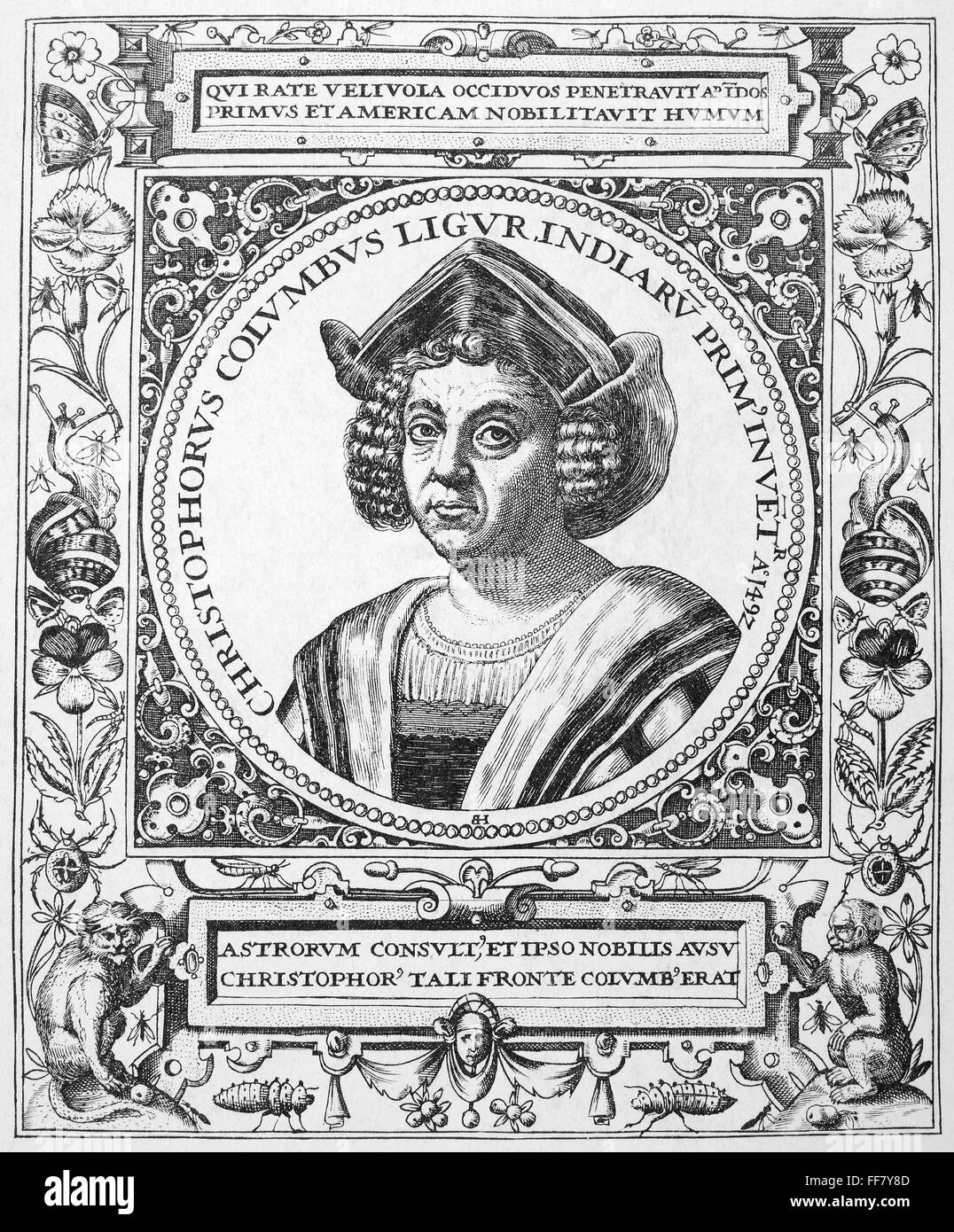 CHRISTOPHER COLUMBUS /n(1451-1506). Italian navigator. Line engraving ...
