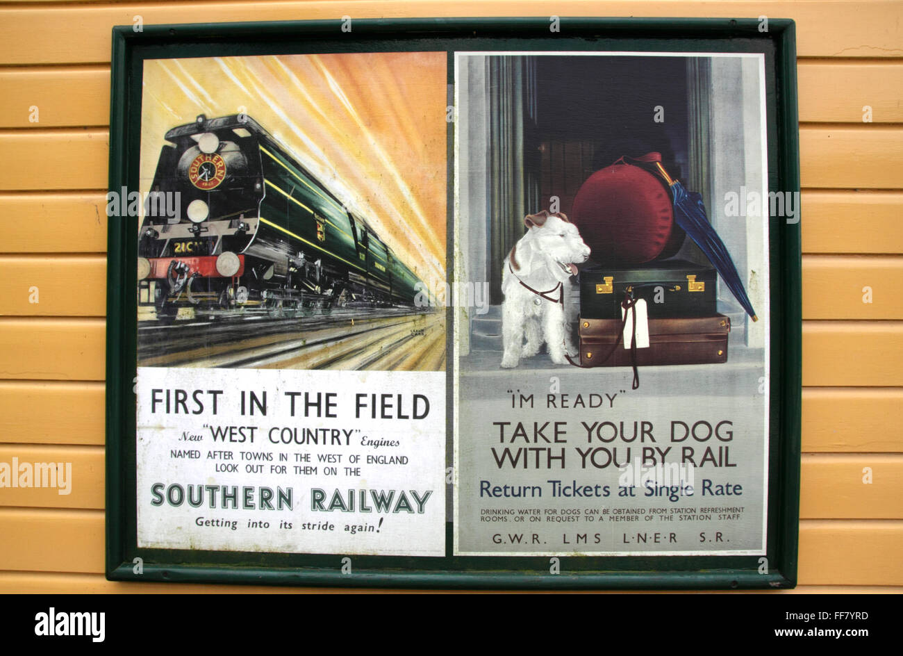 Vintage Poster at Medstead and Four Marks Station Mid Hants preserved steam railway Stock Photo