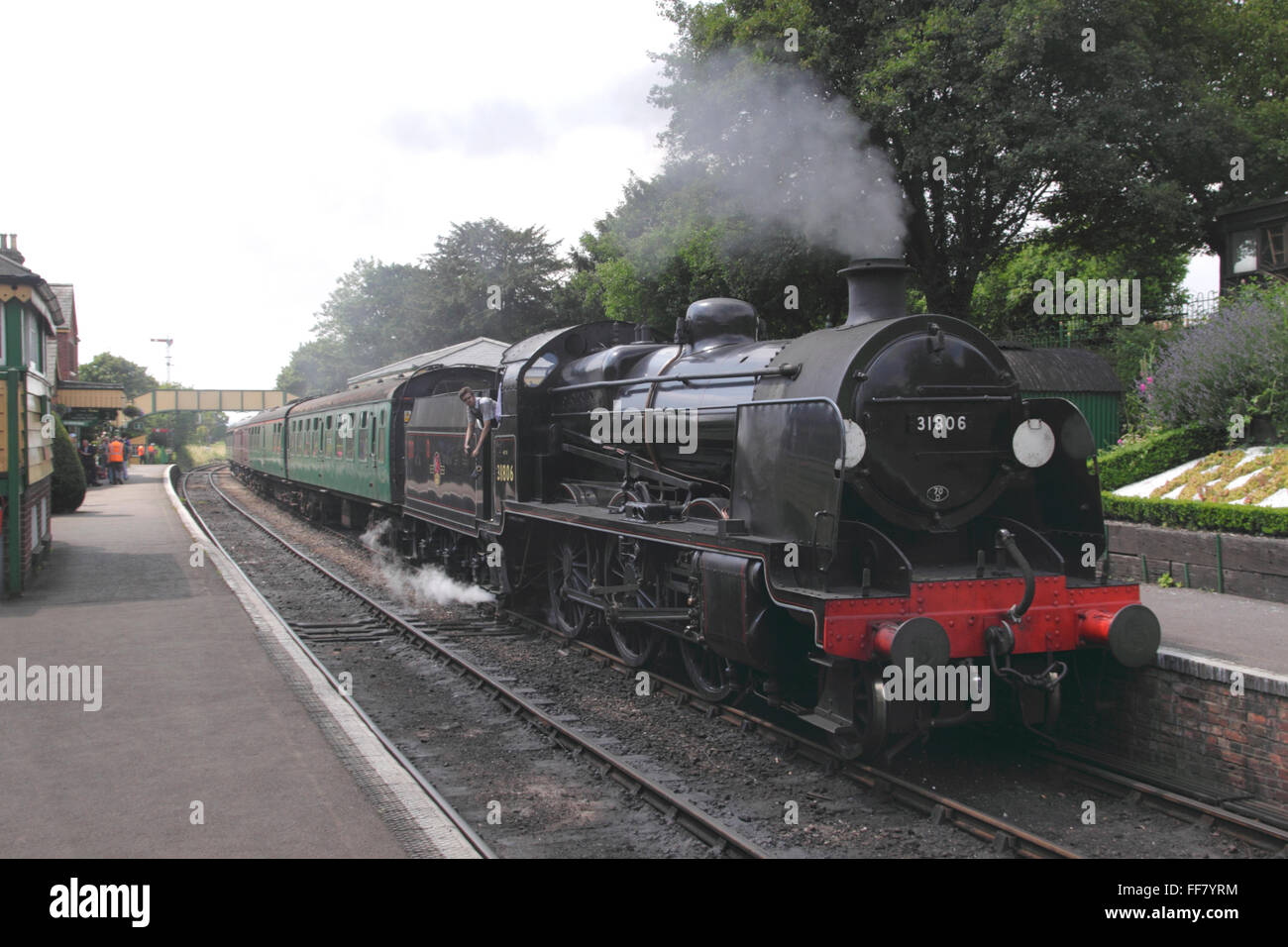 SR U Class Mogul at Ropley station Mid Hants preserved steam railway Stock Photo