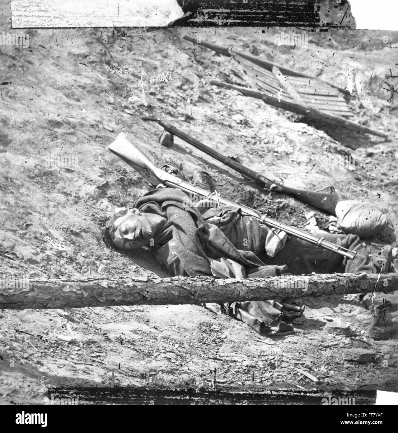 DEAD CONFEDERATE SOLDIER. /nA Confederate soldier killed at the siege of Petersburg, Virginia