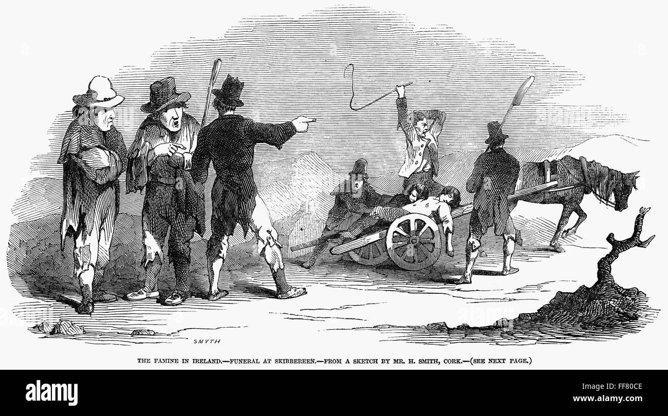 IRISH POTATO FAMINE, 1847. /nFuneral at Skibbereen. Line engraving