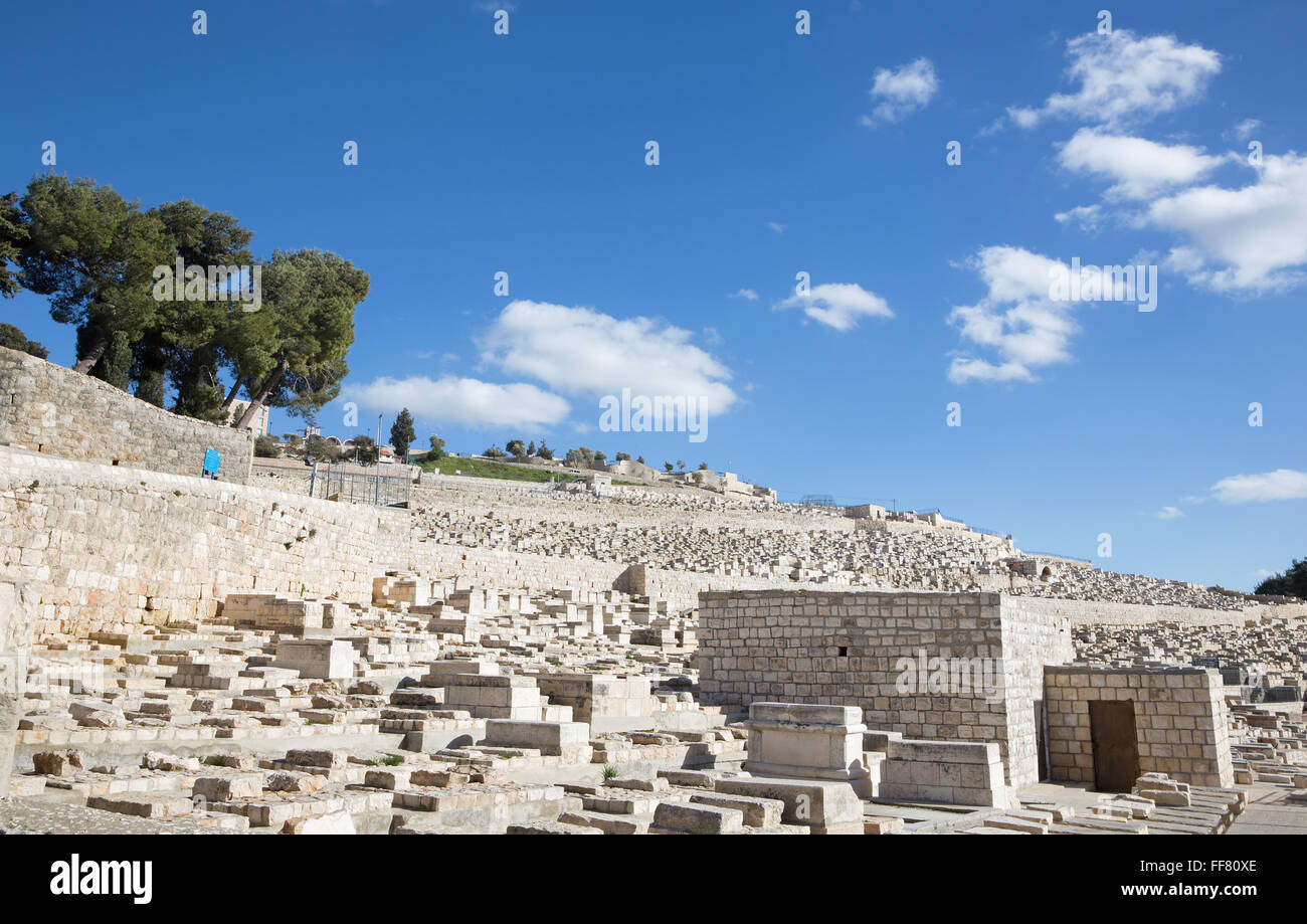 Jerusalem - The jewish cemetery on the Mount of Olives. Stock Photo