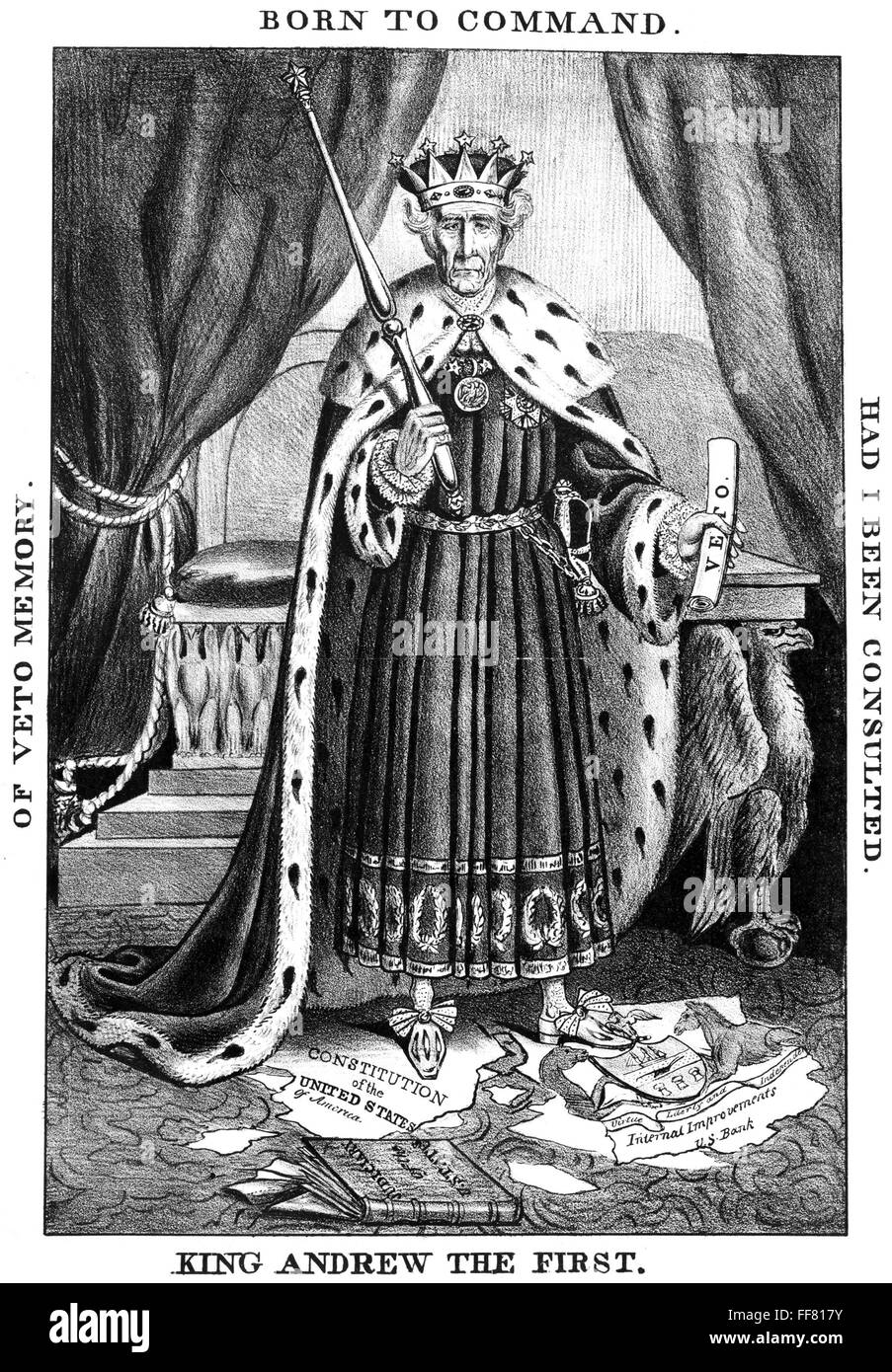 King andrew the first namerican lithograph cartoon c1832 satirizing