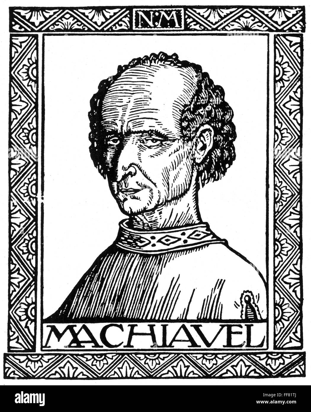 NICCOLO MACHIAVELLI /n(1469-1527). Italian statesman and political philosopher. Woodcut by Louis Jou. Stock Photo
