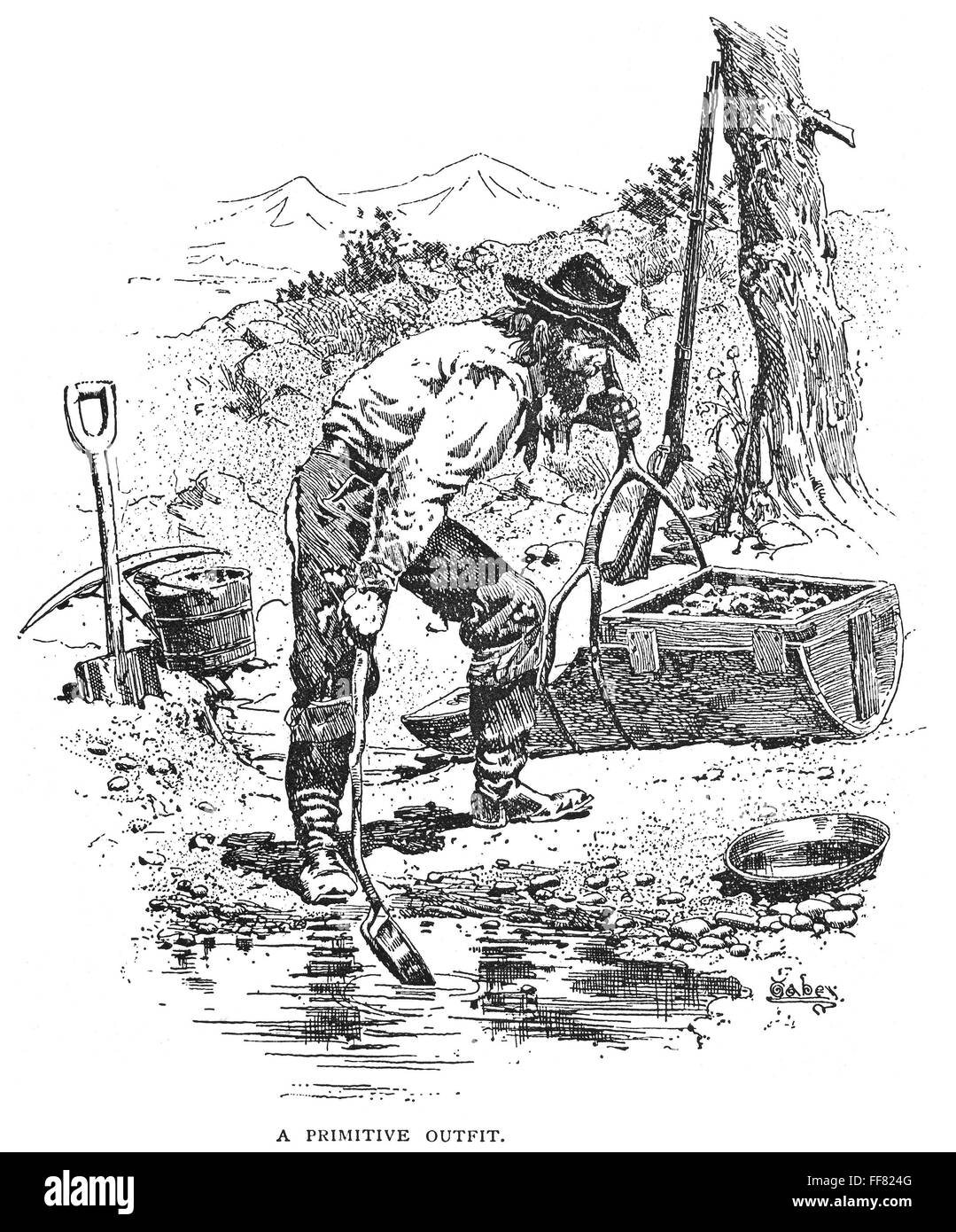 CALIFORNIA GOLD MINER, 1850. /nA miner in California during the Gold