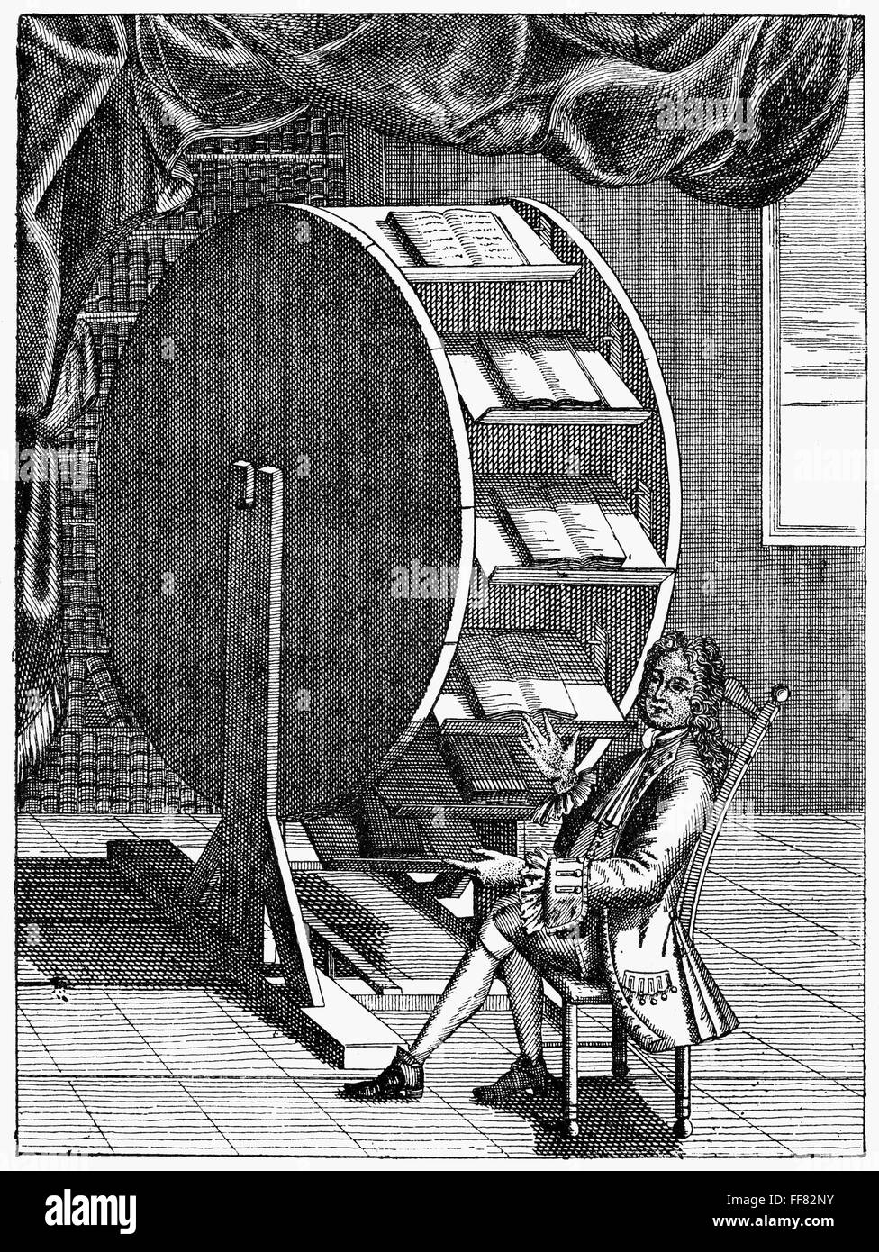 READING DESK, 17th CENTURY. /nRevolving reading desk invented in the