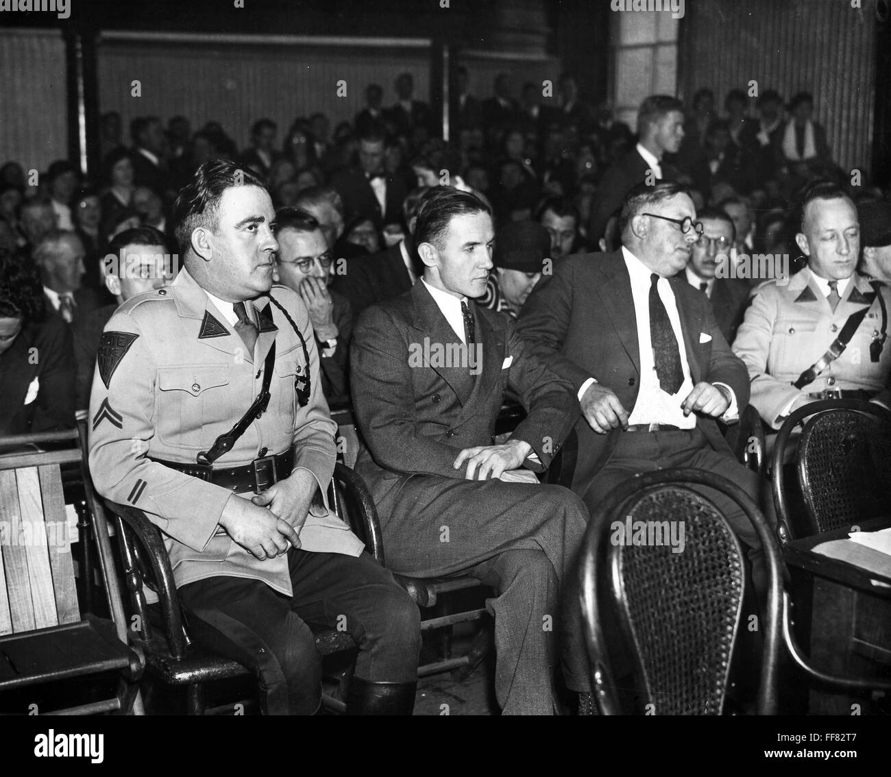 LINDBERGH TRIAL, 1935. /nBruno Richard Hauptmann (center) at his trial
