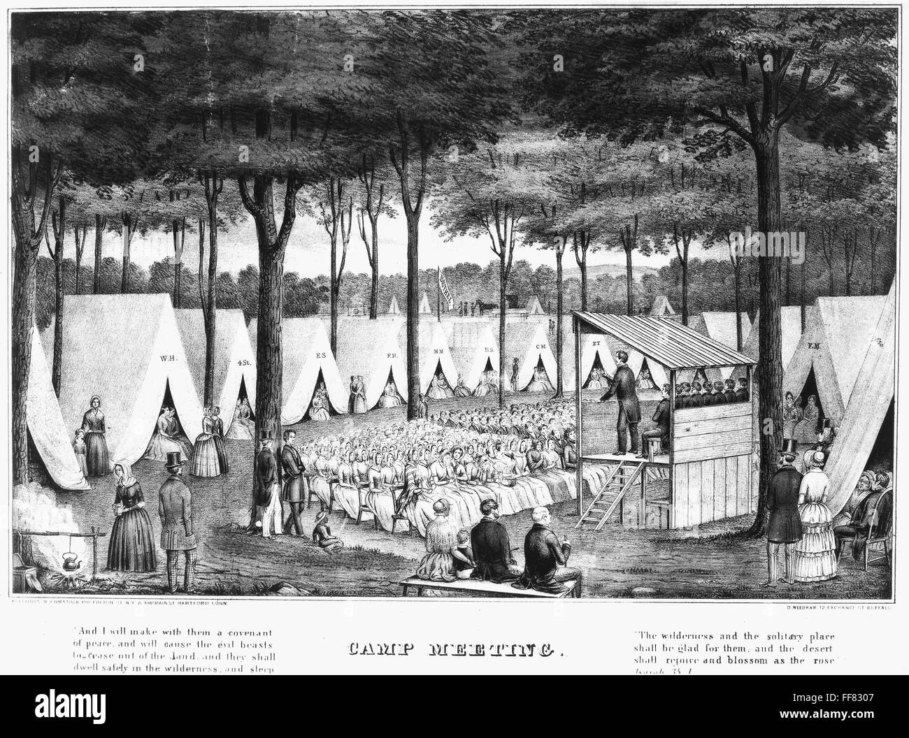 CAMP MEETING, c1850. /nAmerican lithograph. Stock Photo