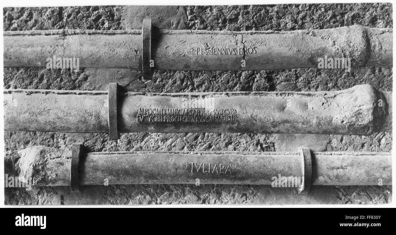 ANCIENT ROMAN WATER PIPES. /nSections of Roman lead water pipes, 1st