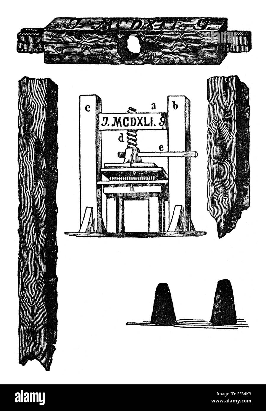 GUTENBERG PRINTING PRESS. /nExcavated fragments of the Gutenberg Press