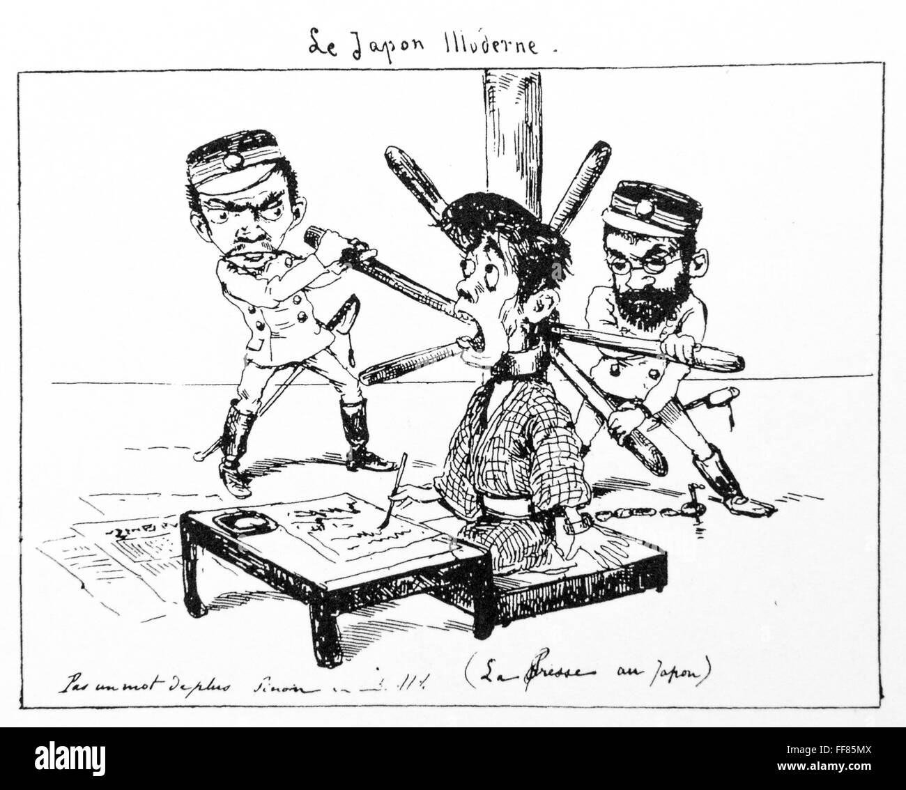 Caricature of Georges Ferdinand Bigot (1860-1927) Media blackout.1887. Stock Photo