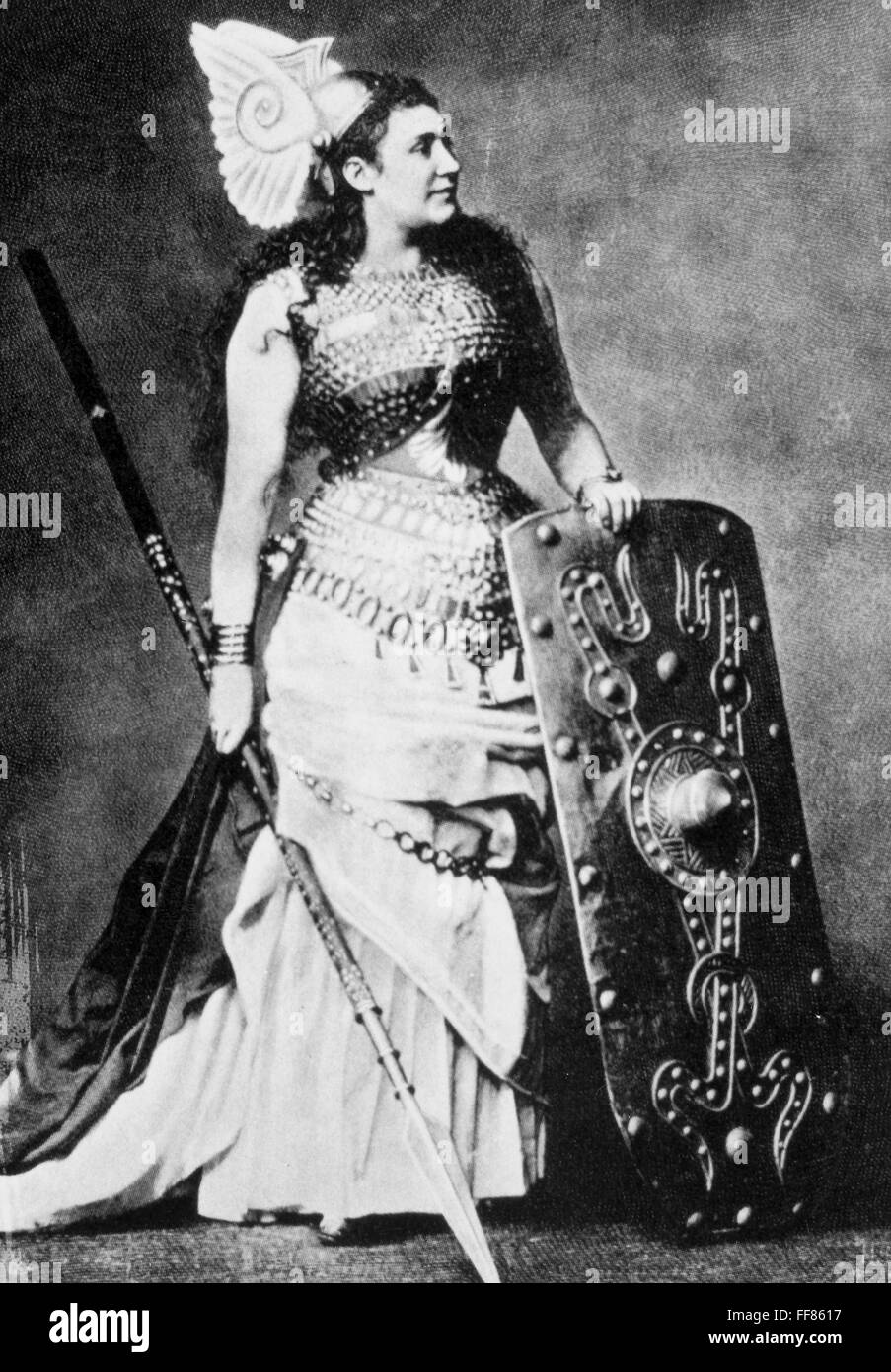 AMALIE MATERNA (1844-1918). /nAustrian soprano. Photographed, c1876, as Brunhilde in Richard Wagner's opera 'Die Walkure.' Stock Photo
