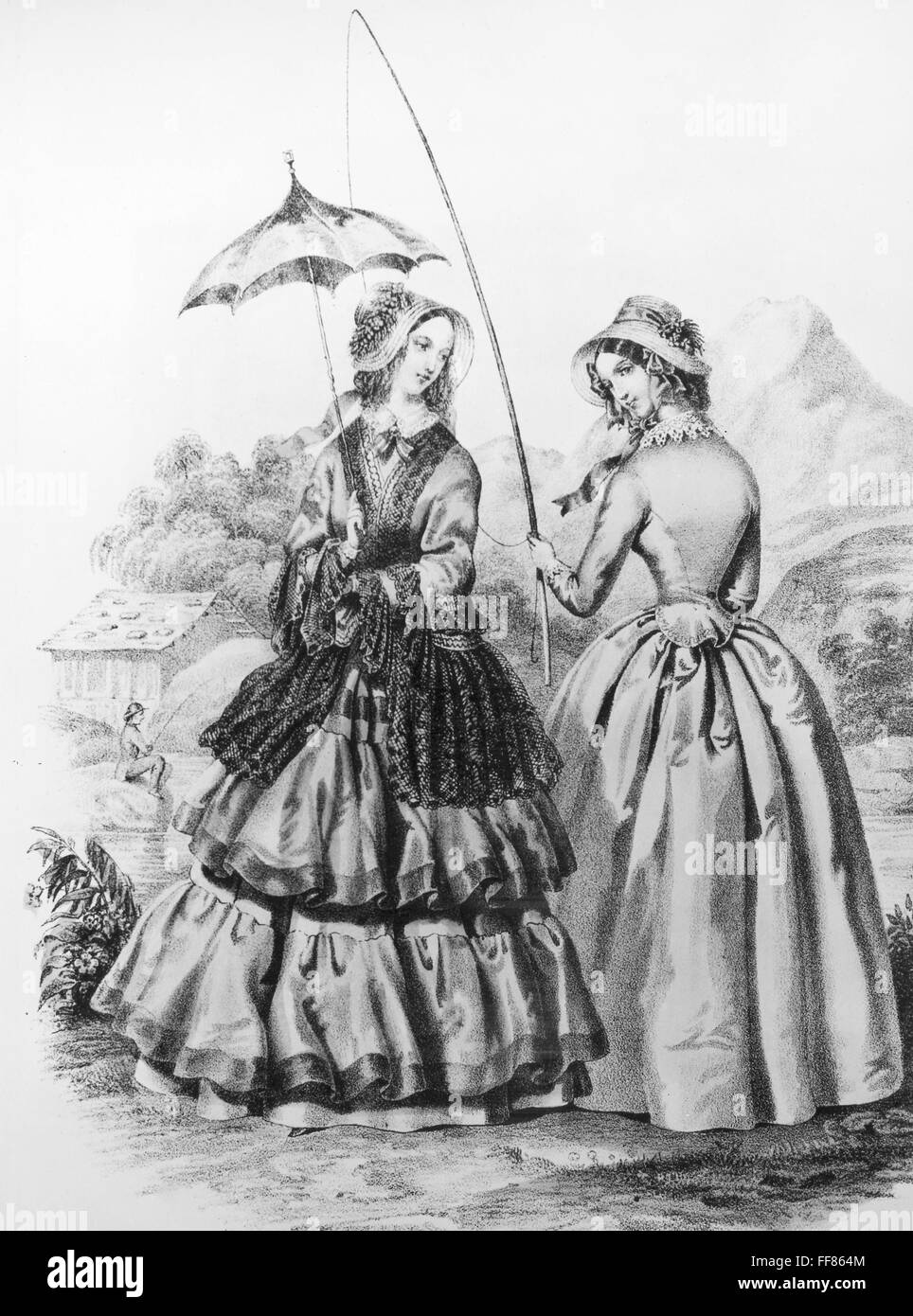 WOMEN'S FASHION, 1845. /nLithograph, 1845. Stock Photo