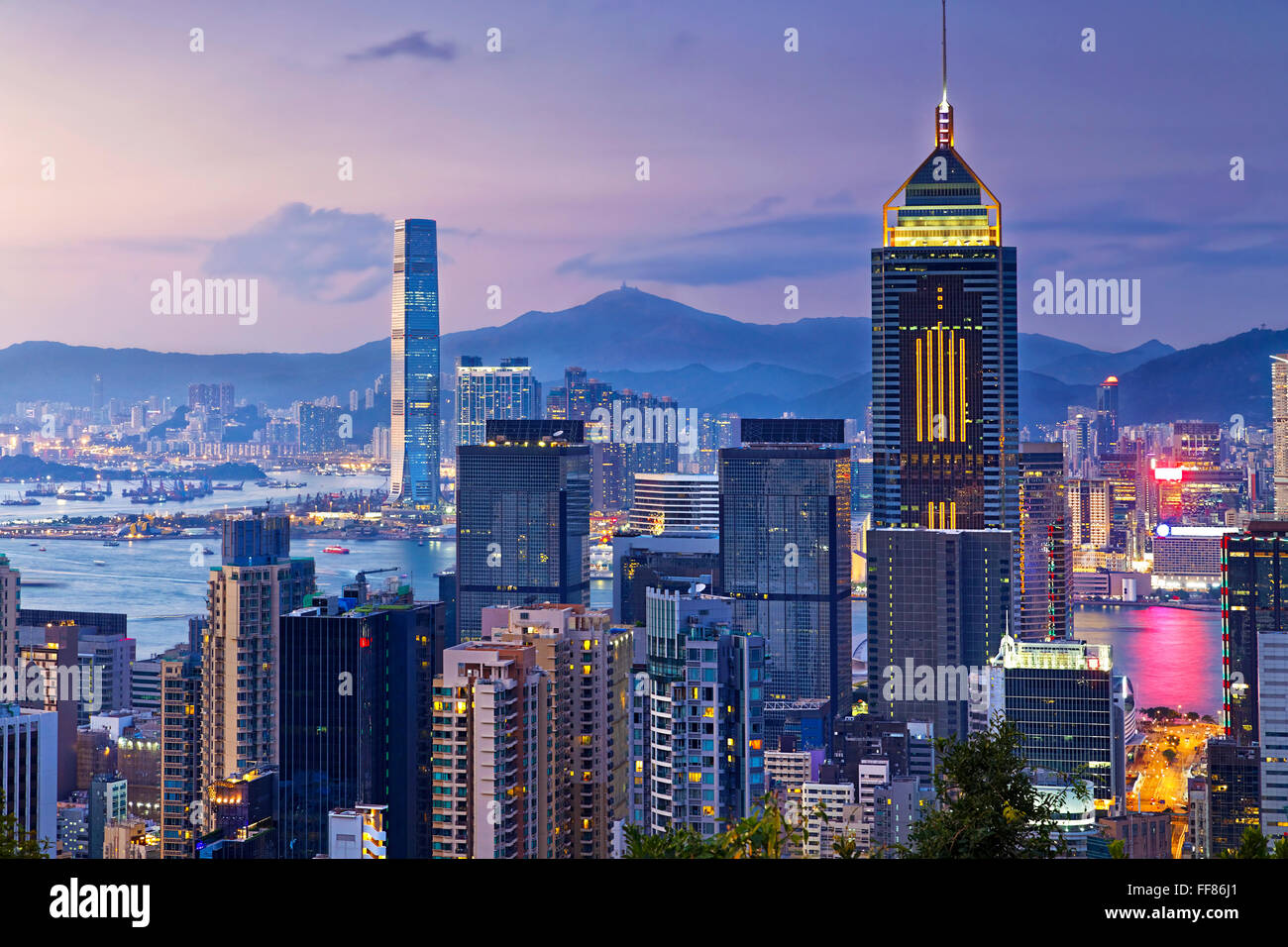 Hong kong city at sunset Stock Photo - Alamy