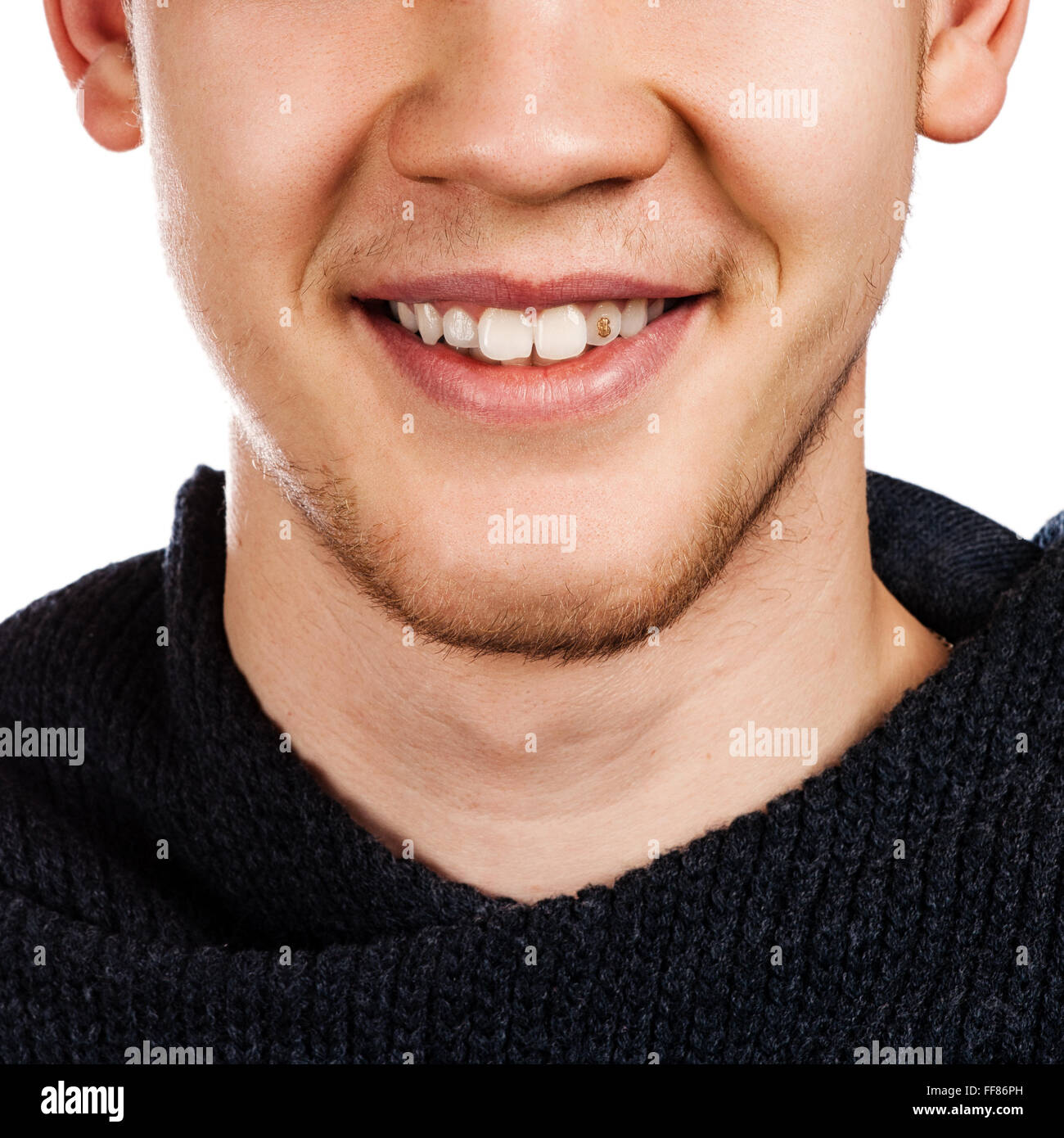 Detailed image of young man smiling with perfect white teeth Stock Photo