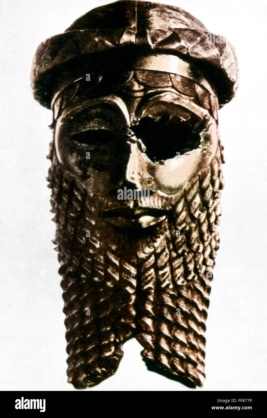 NINEVEH BRONZE HEAD. /nAkkadian bronze head from Nineveh, c2350 B.C