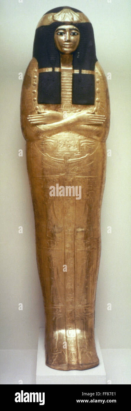 EGYPT: SARCOPHAGUS. /nInner Coffin of Henutmehit. 18th Dynasty, Egypt, c1350 B.C. Stock Photo