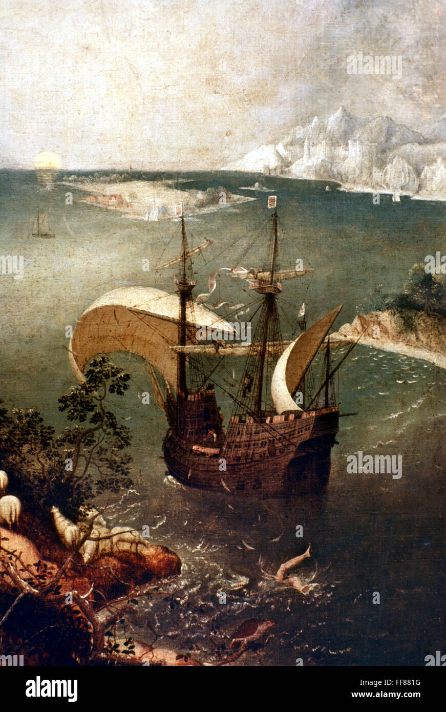 Bruegel Fall Of Icarus Nlandscape With The Fall Of Icarus Detail Oil On Panel