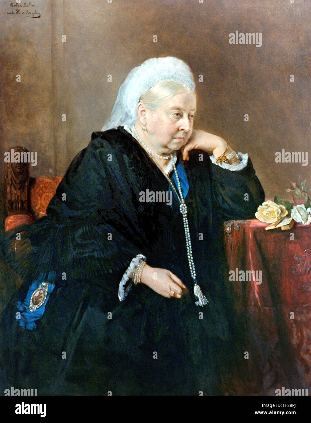 QUEEN VICTORIA OF ENGLAND /n(1819-1901). Queen of England, 1837-1901. Oil on canvas, 1900, by Bertha Mⁿller after Heinrich von Angeli. Stock Photo